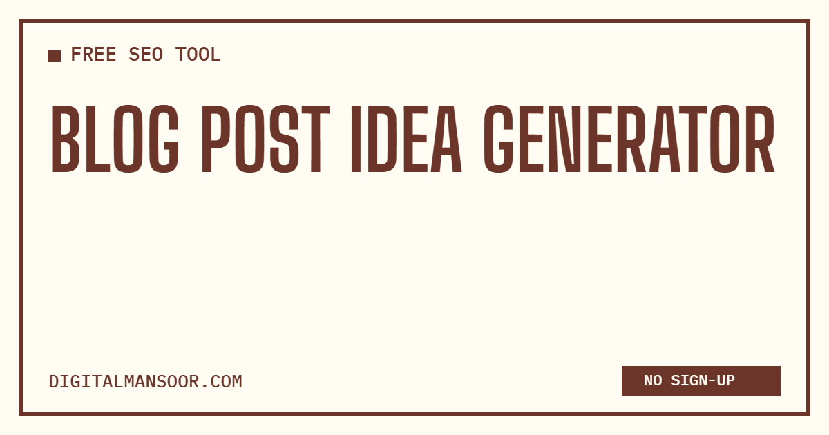 Blog Post Idea Generator
