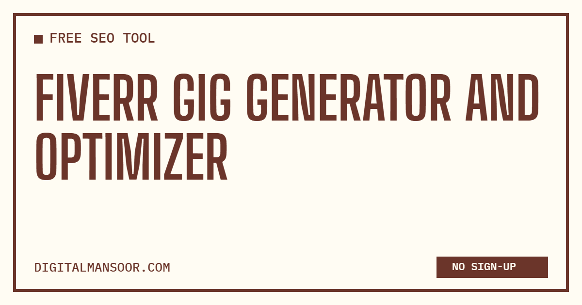 Fiverr Gig Generator and Optimizer
