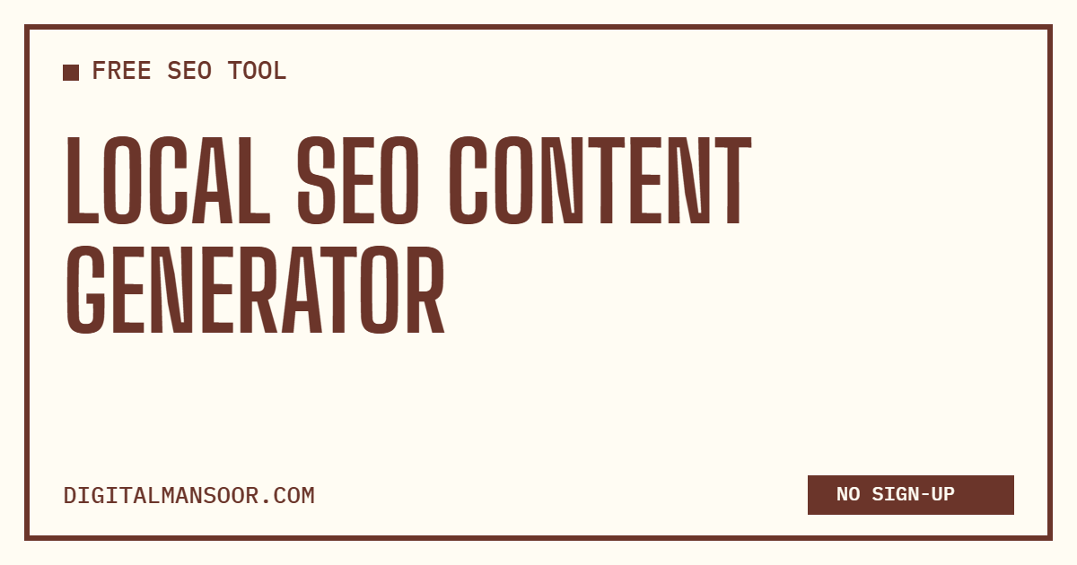 Local SEO Content Generator