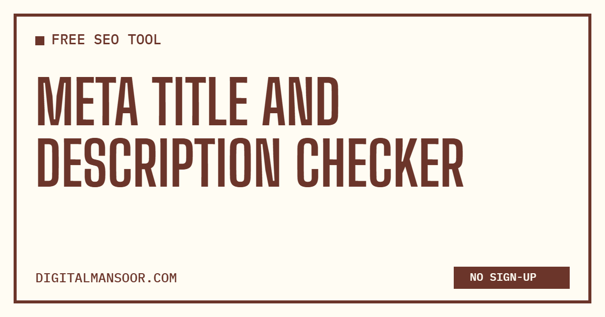 Meta Title and Description Checker