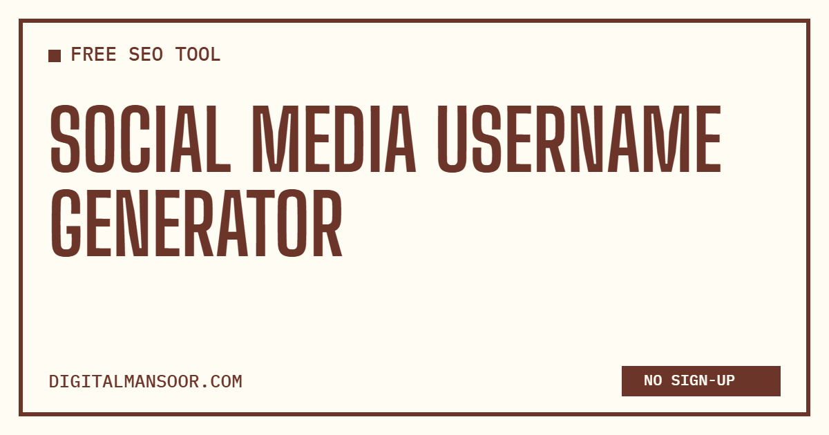 Social Media Username Generator